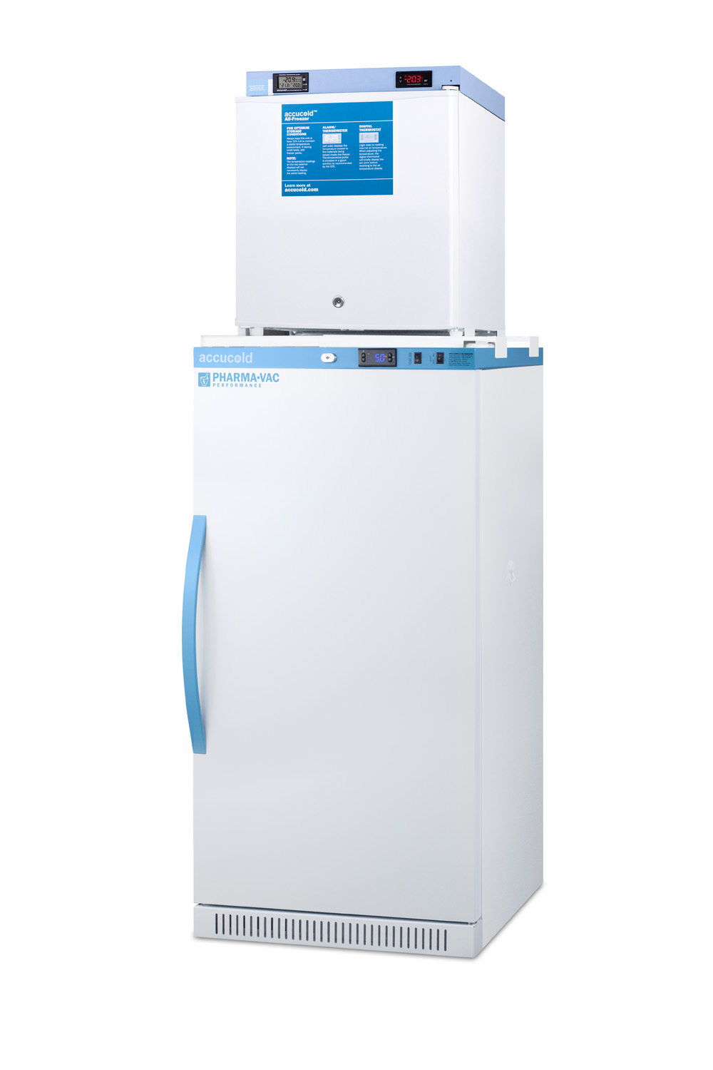 Compact medical/scientific all-freezer with digital thermostat, NIST calibrated thermometer/alarm, and front lock